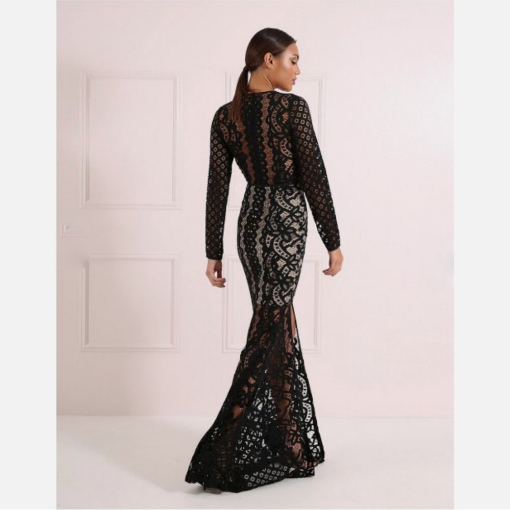 Forever Unique Long Sleeve Poppy Lace Evening Gown